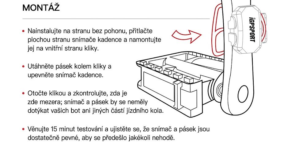 Montáž snímače frekvence šlapání na kolo