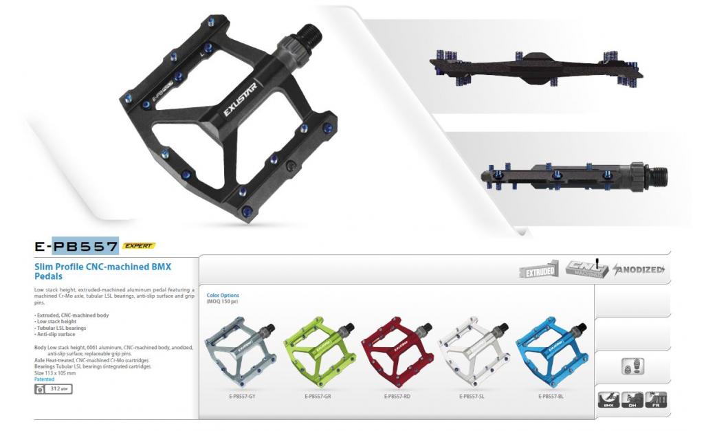 Pedály platformové Exustar PB557 zelené