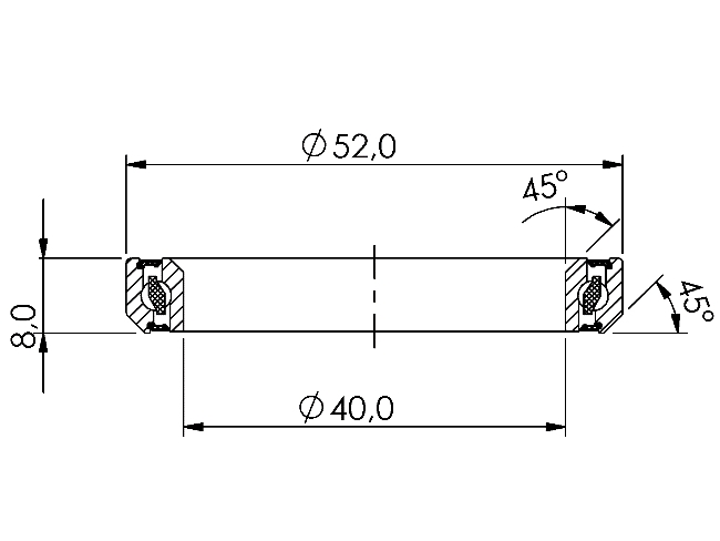 Lozisko hlavového složení CB-790 40,0x52,0x8 45°/45°