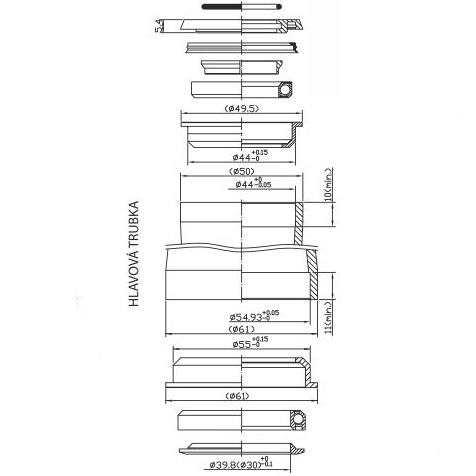 Hlavové složení Force A-head 1 1/8"-1 1/2"' polointeg. 55mm Al, černé