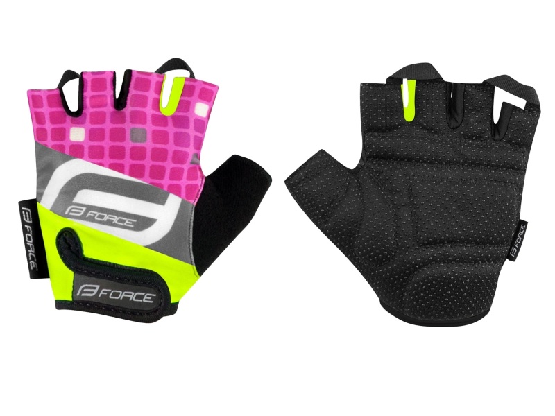 Dětské cyklistické rukavice Force Square fluo-růžové