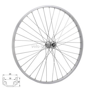 Přední výplet 24"/540 jednostěnný ráfek stříbrný Al náboj
