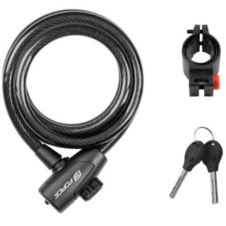 Zámek Force Strong spirálový s držákem 180cm/12mm černý